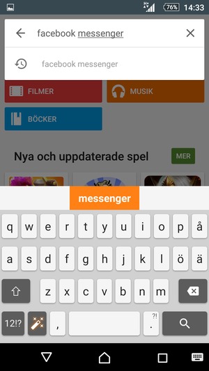 Ange app-namnet och välj Sök