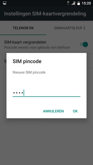 Voer uw Nieuwe SIM pincode in en selecteer OK