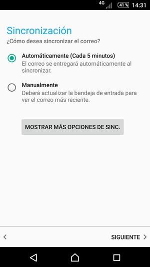 Seleccione la opción deseada y seleccione SIGUIENTE