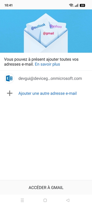 Sélectionnez ACCÉDER À GMAIL