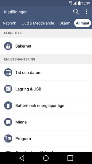 Scrolla till och välj Säkerhet