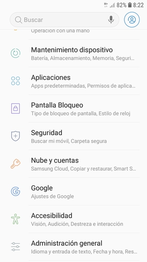 Desplácese y seleccione Seguridad