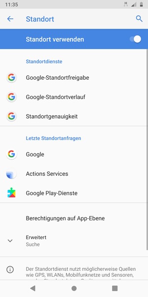 Schalten Sie Standort aus