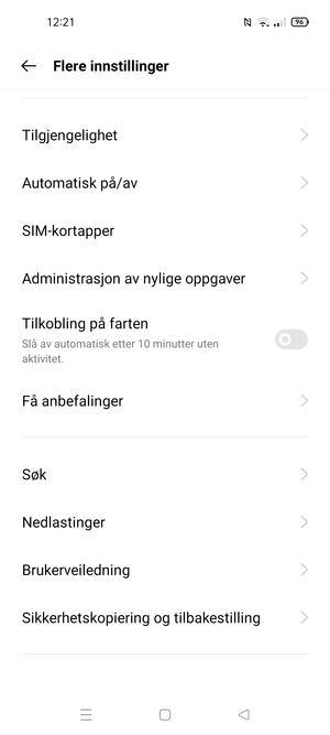 Bla til og velg Sikkerhetskopiering og tilbakestilling