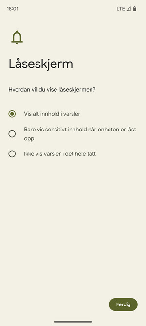 Velg ønsket alternativ og velg Ferdig