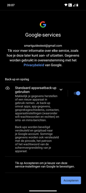 Selecteer Accepteren