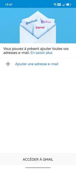 Sélectionnez Ajouter une addresse e-mail