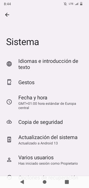 Seleccione Actualización del sistema