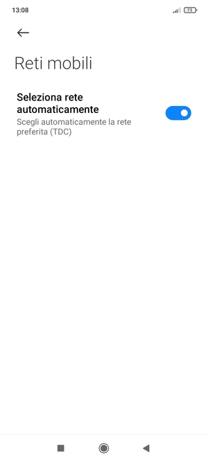 Disattiva Seleziona rete automaticamente