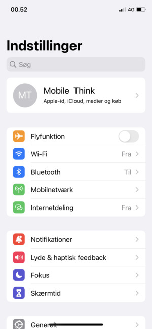 Vælg Apple-id, iCloud, medier og køb