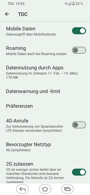 Wählen Sie Bevorzugter Netzwerktyp