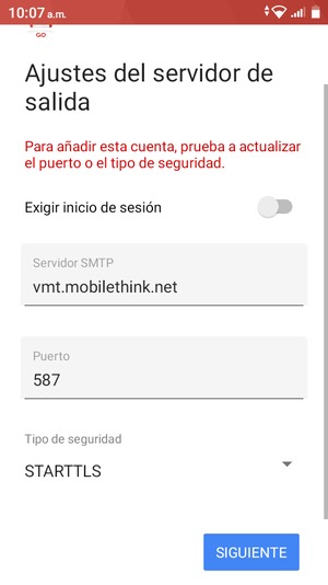 Seleccione Tipo de seguridad