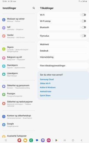 Bla til og velg Sikkerhet og personvern
