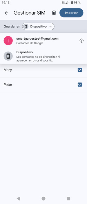 Seleccione su cuenta Google