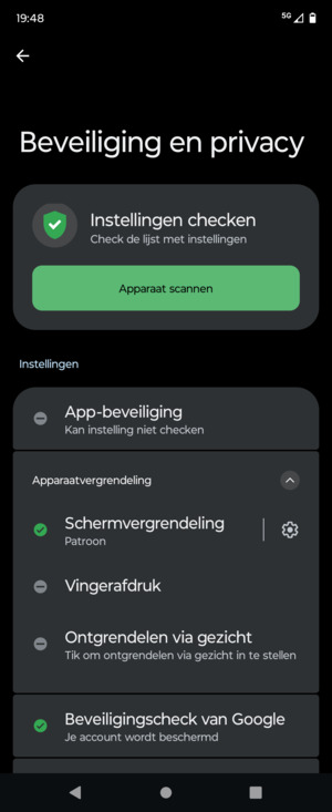 Uw telefoon is nu beveiligd met een schermvergrendeling