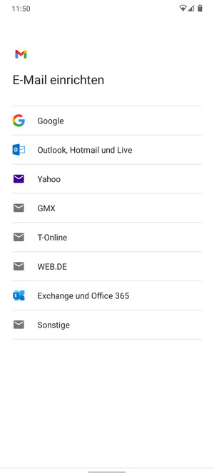 Wählen Sie Google