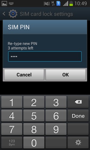 Confirm your new SIM PIN and select OK