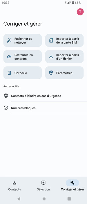Sélectionnez Importer à partir de la carte SIM