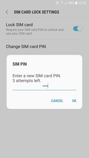 Enter your New SIM card PIN and select OK