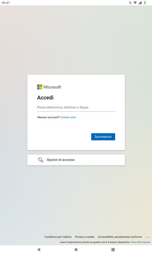 Inserisci il tuo indirizzo email e seleziona Successivo