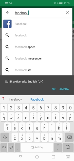 Ange app-namnet och välj Sök