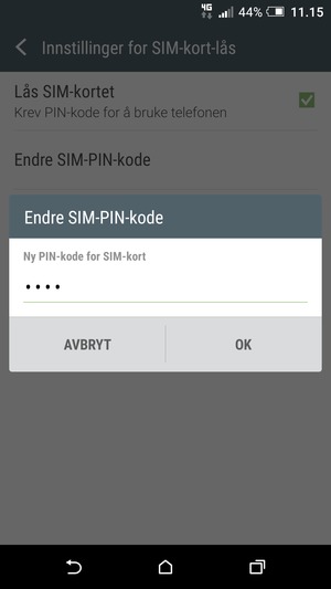 Skriv inn Ny PIN-kode for SIM-kort og velg OK