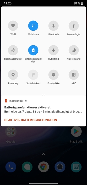 Slå Batterisparefunktion til
