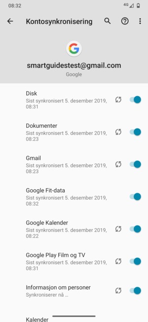 Din informasjon blir synkronisert