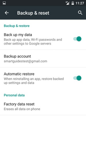Select Backup account