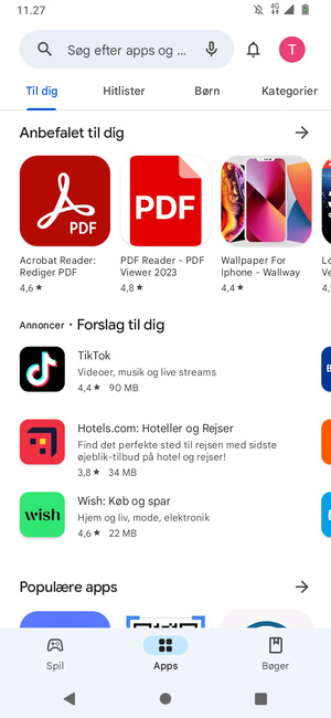 Vælg søgefeltet