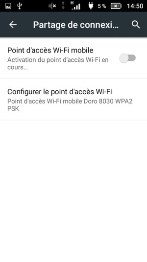 Activer le Point d'accès Wi-Fi mobile