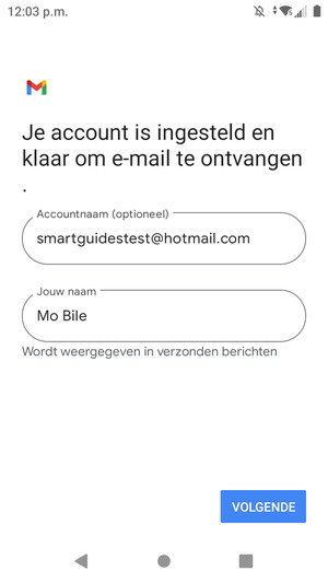 Geef uw account een naam en voer uw naam in. Selecteer VOLGENDE