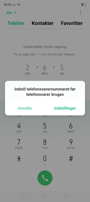 Hvis din telefonsvarer ikke er sat op, vælg Indstillinger