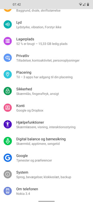 Scroll til og vælg Sikkerhed