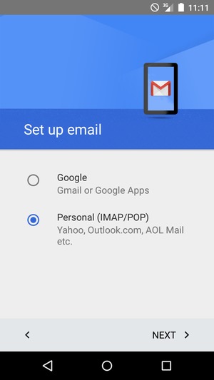 Select Personal (IMAP/POP) and select NEXT