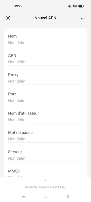 Saisissez les informations Internet