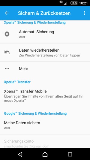 Wählen Sie Meine Daten sichern