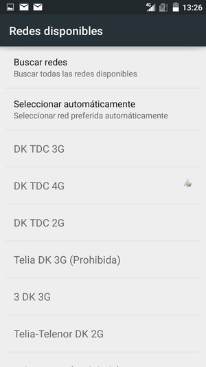 Seleccione un operador de red de la lista
