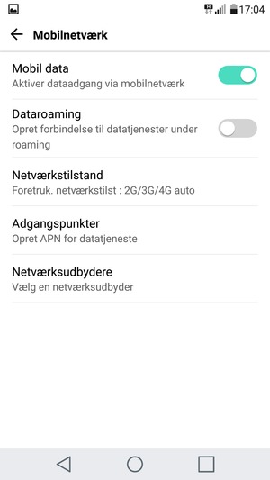 Vælg Netværkstilstand