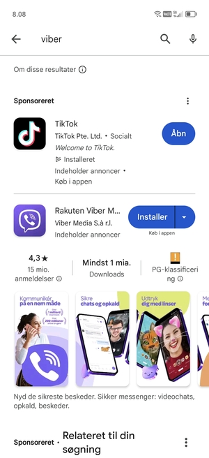 Vælg appen