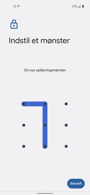 Tegn oplåsningsmønsteret igen og vælg Bekræft