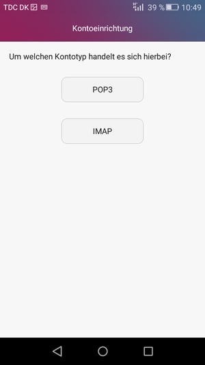 Wählen Sie POP3 oder IMAP