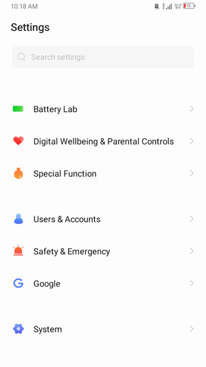 Scroll to and select System