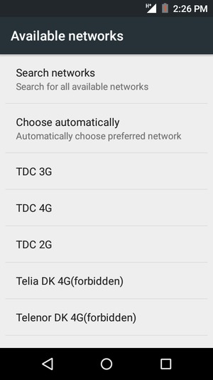Select a network operator from the list