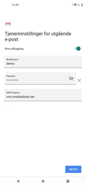 Skriv inn utgående serveradresse