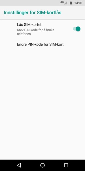 Velg Endre PIN-kode for SIM-kort