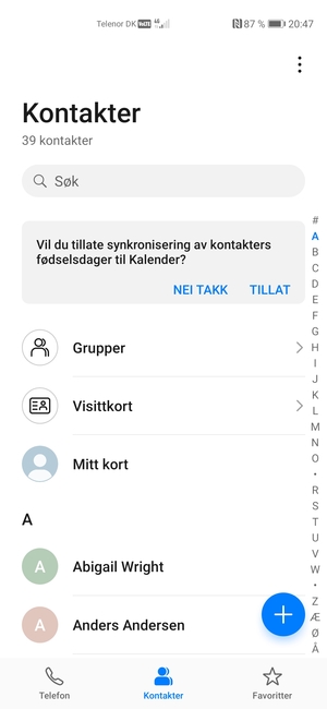 Velg menyknappen