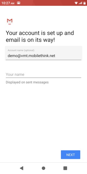 Give your account a name and enter your name. Select NEXT