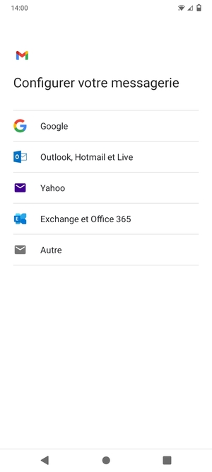Sélectionnez Outlook, Hotmail et Live