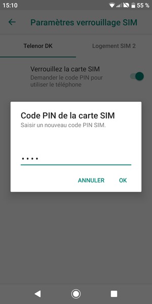 Saisissez votre Nouveau code PIN SIM et sélectionnez OK